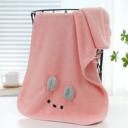 Pink bunny face towel cartoon soft hand decor for bathroom