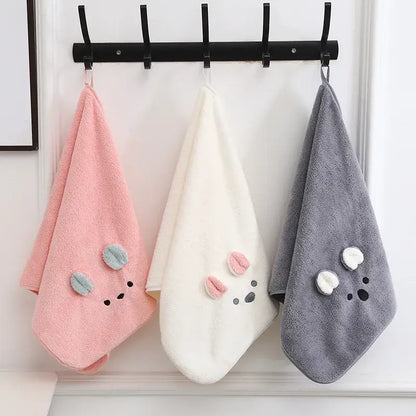 Pink bunny face towel cartoon soft hand decor for bathroom