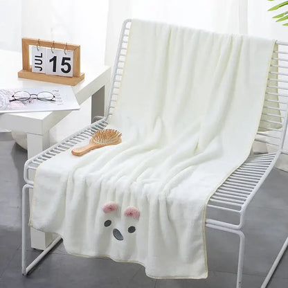 Pink bunny face towel cartoon soft hand decor for bathroom