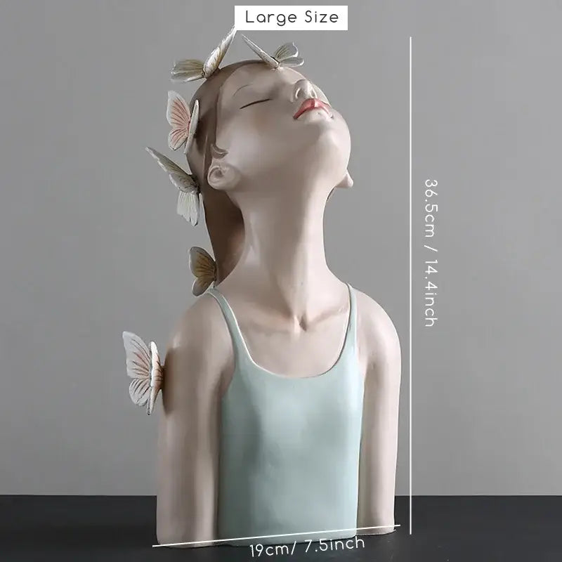 Pink butterfly fairy resin statue bedroom desktop figurine with tray