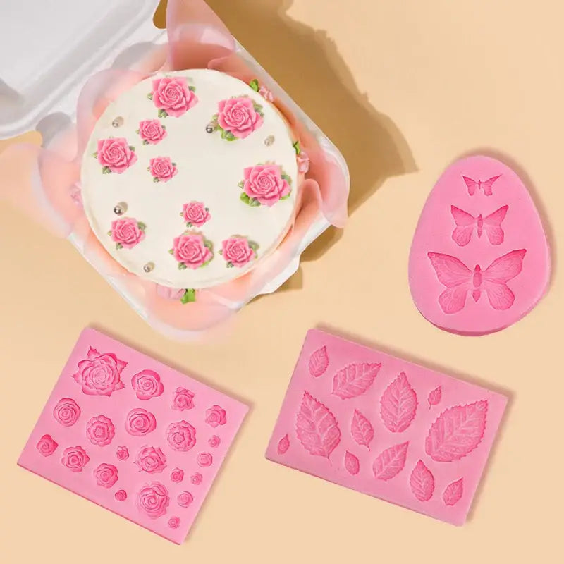 Pink butterfly silicone fondant mold kitchen cake decorating tool