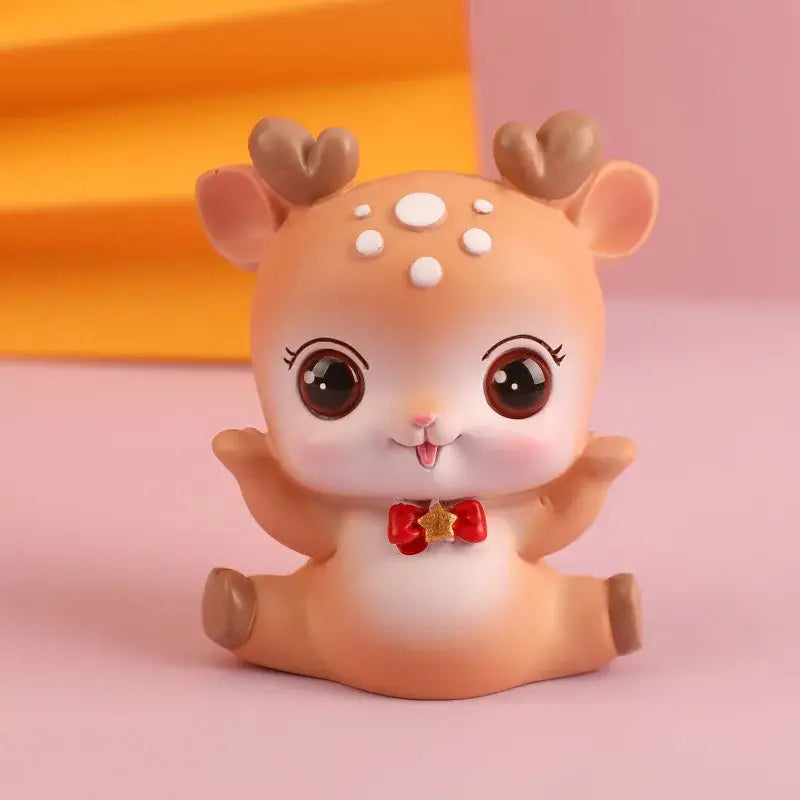 Pink cartoon deer resin figurines bedroom cake topper decor