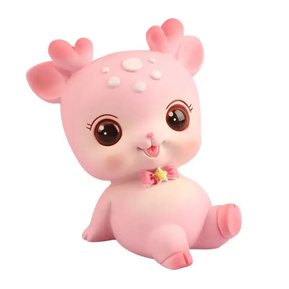 Pink cartoon deer resin figurines bedroom cake topper decor