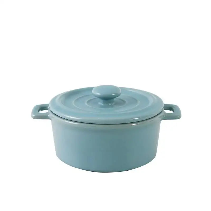 Pink ceramic mini soup and dessert bowl with lid kitchen cookware