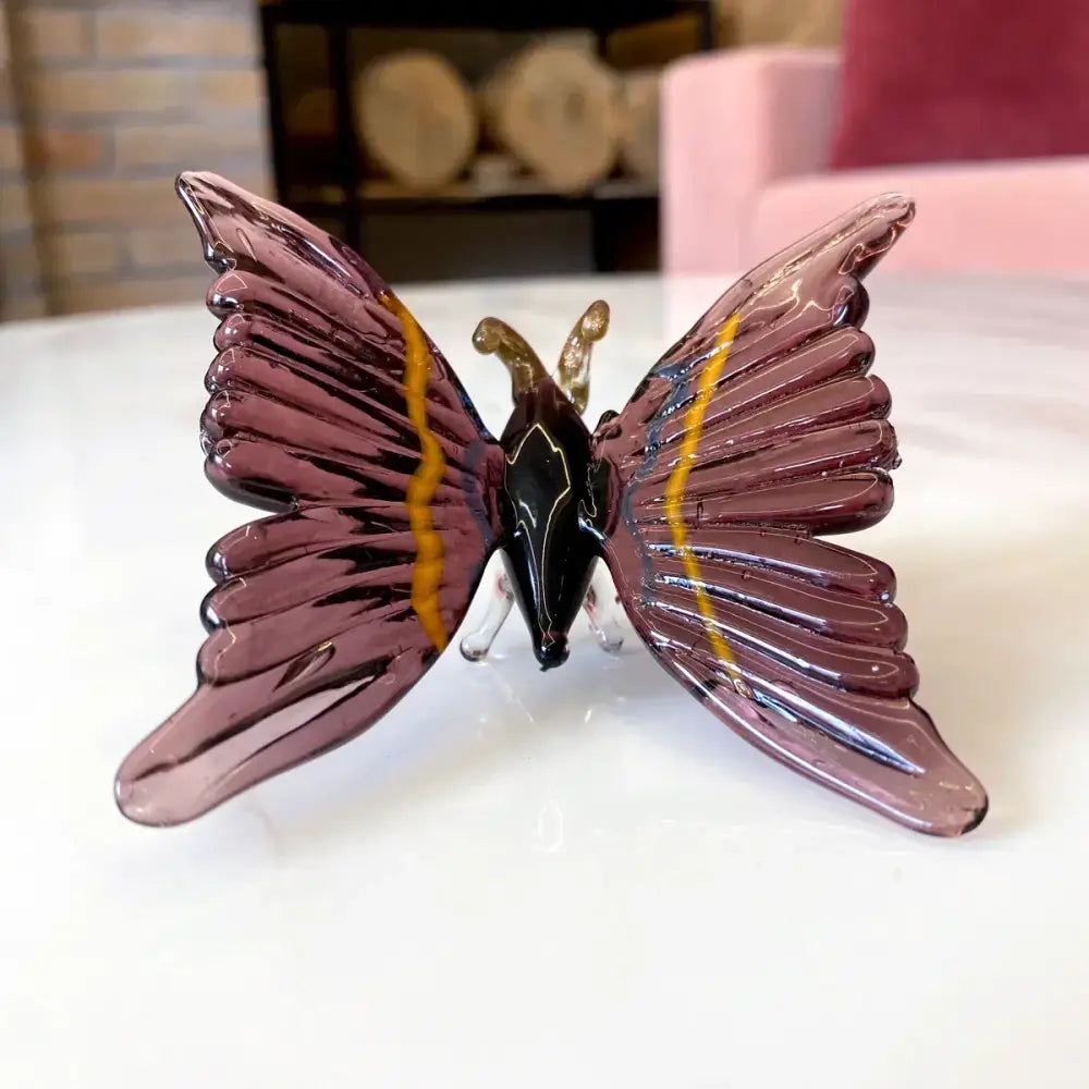 Pink & clear crystal butterfly figurine bedroom decor ornament