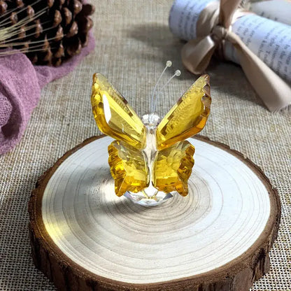 Pink & clear crystal butterfly figurine bedroom decor ornament