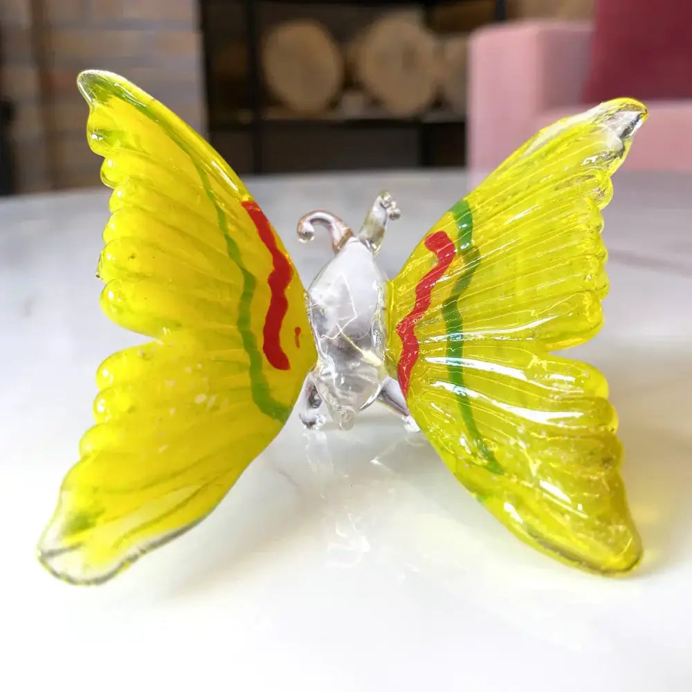 Pink & clear crystal butterfly figurine bedroom decor ornament