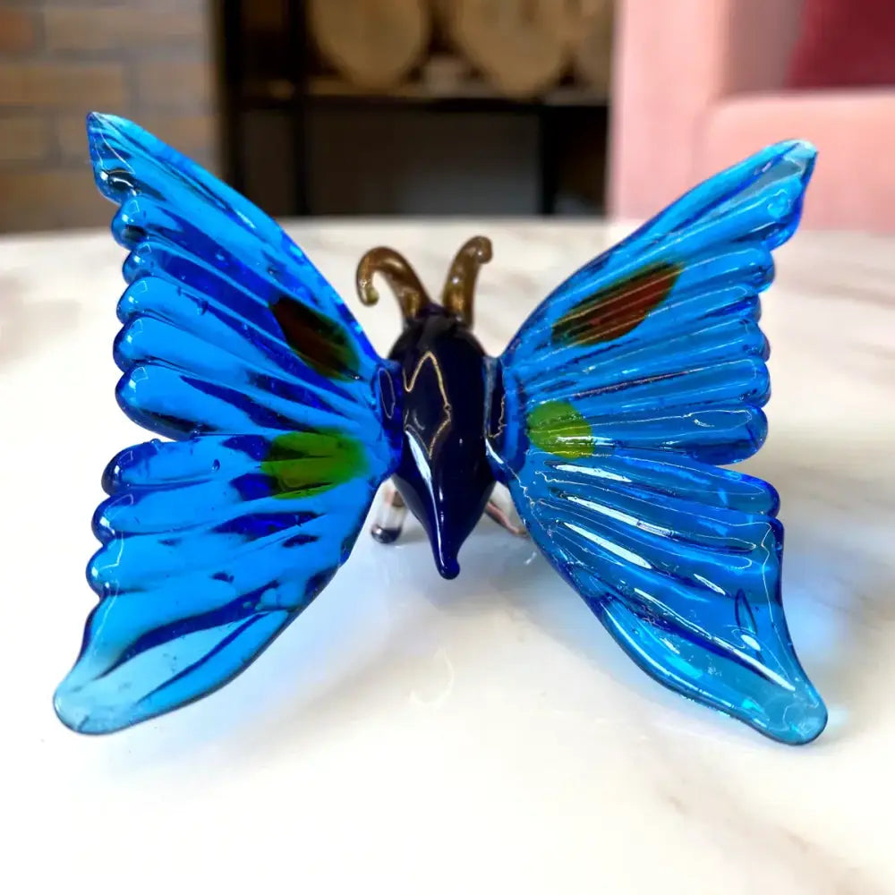 Pink & clear crystal butterfly figurine bedroom decor ornament