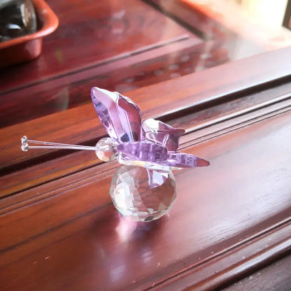 Pink & clear crystal butterfly figurine bedroom decor ornament