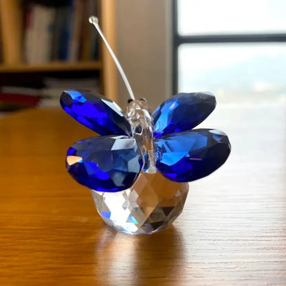 Pink & clear crystal butterfly figurine bedroom decor ornament