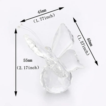 Pink & clear crystal butterfly figurine bedroom decor ornament