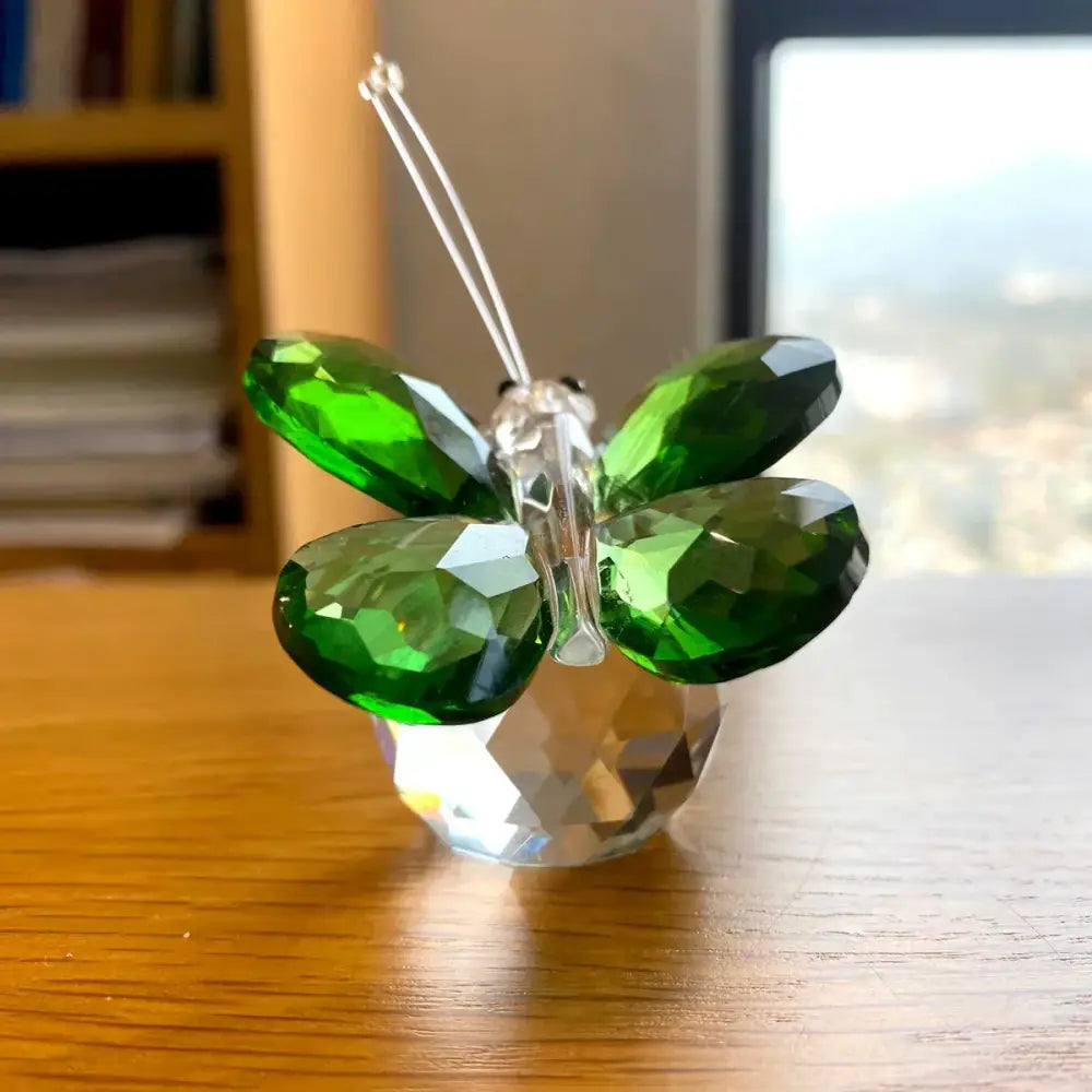 Pink & clear crystal butterfly figurine bedroom decor ornament