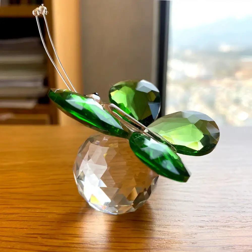 Pink & clear crystal butterfly figurine bedroom decor ornament