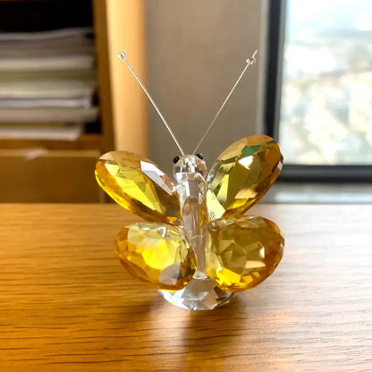 Pink & clear crystal butterfly figurine bedroom decor ornament