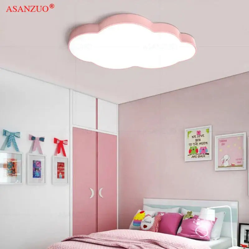 Pink cloud led kids ceiling light bedroom fixture