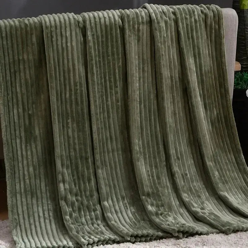 Pink cozy striped flannel fleece blanket bedroom throw