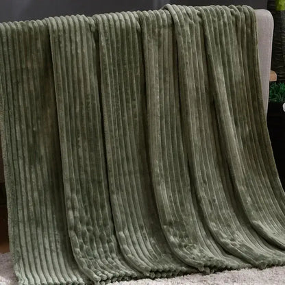 Pink cozy striped flannel fleece blanket bedroom throw