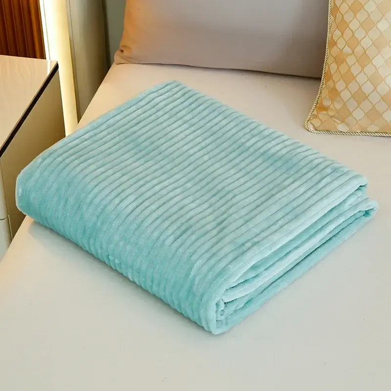 Pink cozy striped flannel fleece blanket bedroom throw
