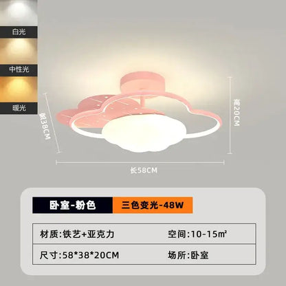 Pink crown cream clouds rainbow ceiling lamp bedroom decor