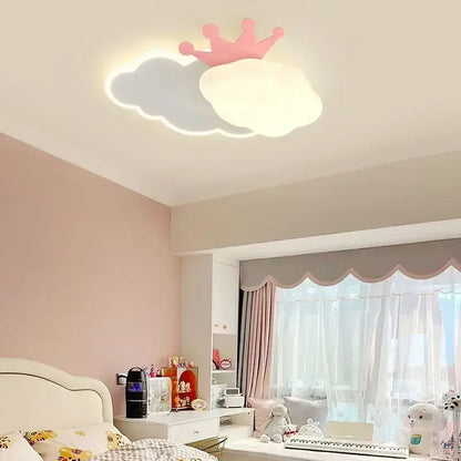 Pink crown cream clouds rainbow ceiling lamp bedroom decor