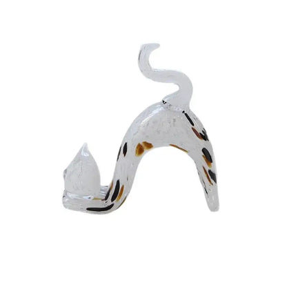 Pink crystal cat figurine living room wavy glass kitten statue