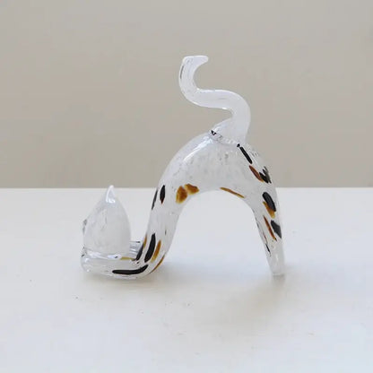 Pink crystal cat figurine living room wavy glass kitten statue