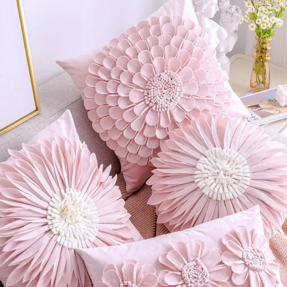 Pink daisy sunflower plush pillowcase bedroom floral cushion cover
