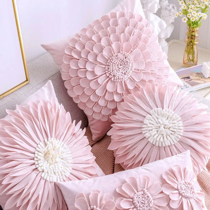 Pink daisy sunflower plush pillowcase bedroom floral cushion cover