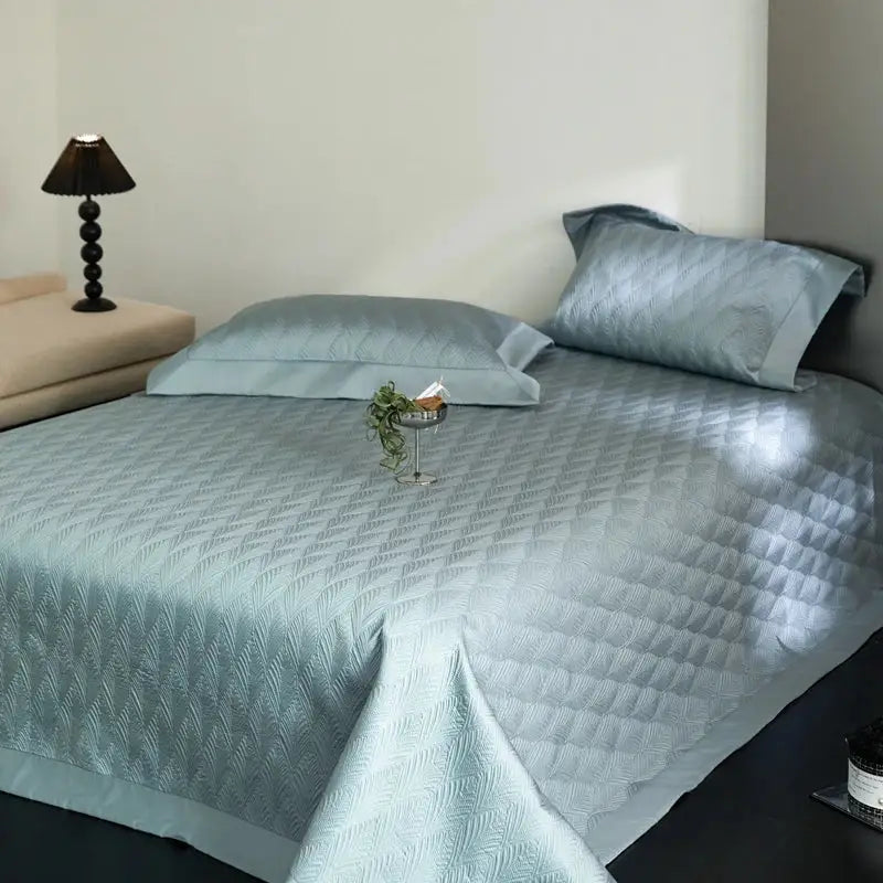 Pink diamond quilted cool lyocell fiber bedspread set bedroom