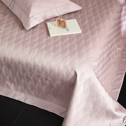Pink diamond quilted cool lyocell fiber bedspread set bedroom