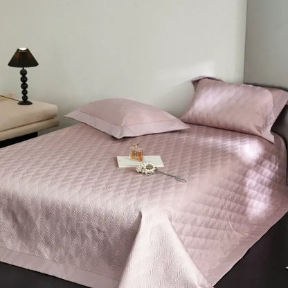 Pink diamond quilted cool lyocell fiber bedspread set bedroom