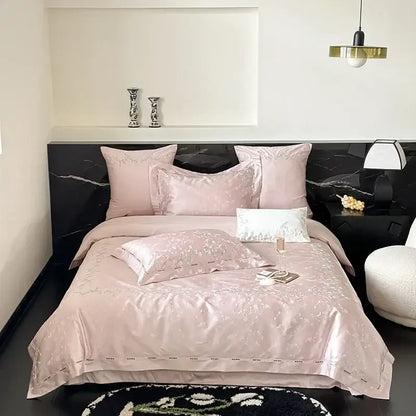 Pink floral egyptian cotton bedding set bedroom decor 100s jacquard