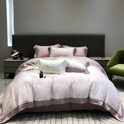 Pink floral eucalyptus lyocell flowers duvet set bedroom bedding