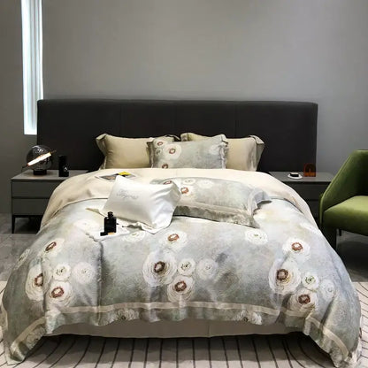 Pink floral eucalyptus lyocell flowers duvet set bedroom bedding