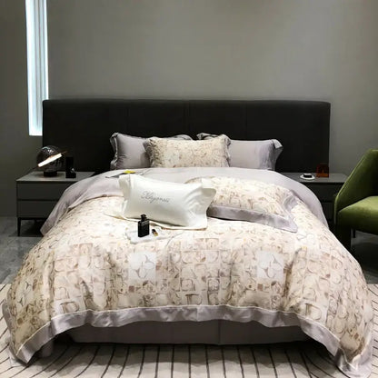 Pink floral eucalyptus lyocell flowers duvet set bedroom bedding