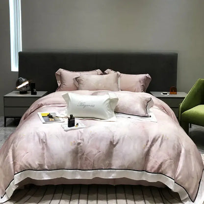 Pink floral eucalyptus lyocell flowers duvet set bedroom bedding
