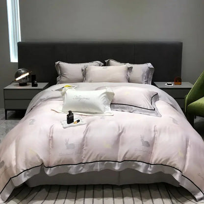 Pink floral eucalyptus lyocell flowers duvet set bedroom bedding
