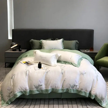 Pink floral eucalyptus lyocell flowers duvet set bedroom bedding