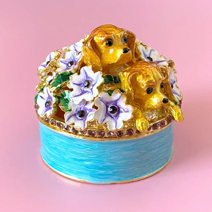 Pink floral heart jewelry trinket box bedroom storage case