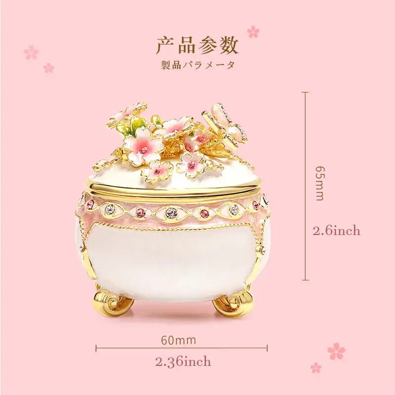Pink floral heart jewelry trinket box bedroom storage case