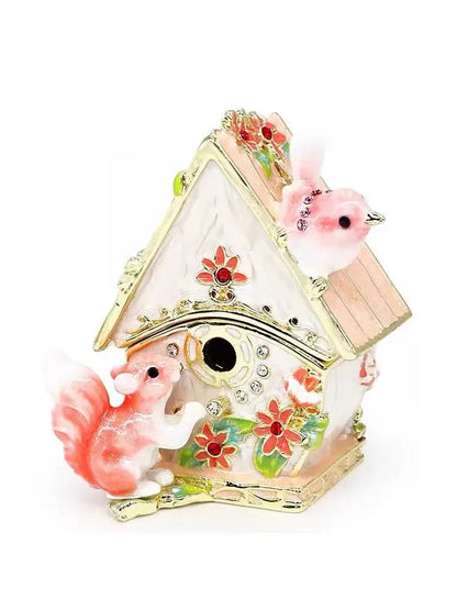 Pink floral heart jewelry trinket box bedroom storage case
