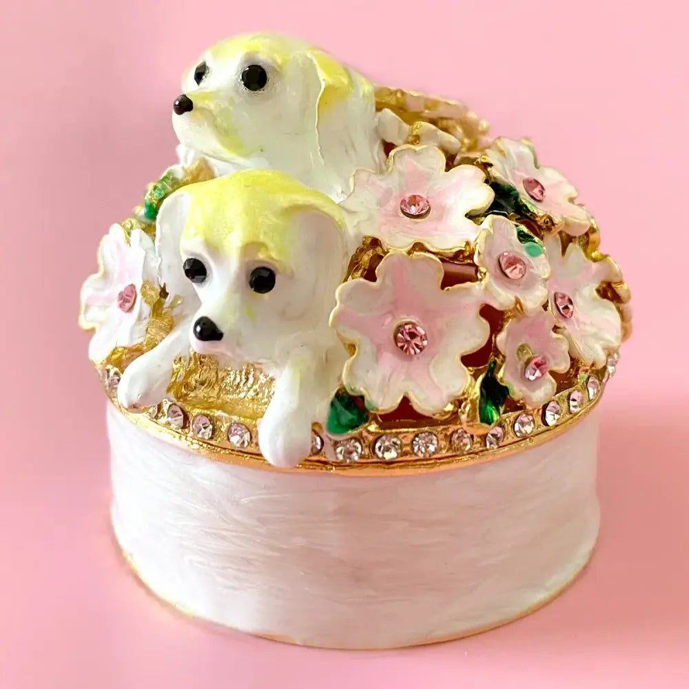 Pink floral heart jewelry trinket box bedroom storage case