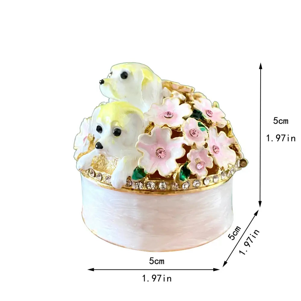 Pink floral heart jewelry trinket box bedroom storage case