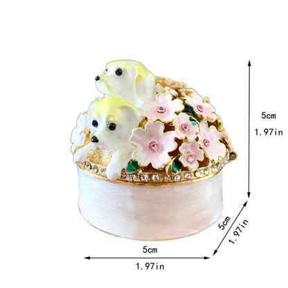 Pink floral heart jewelry trinket box bedroom storage case