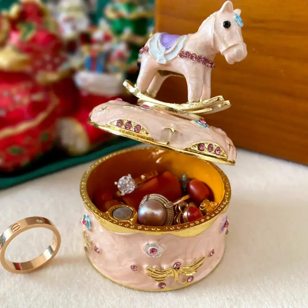 Pink floral heart jewelry trinket box bedroom storage case
