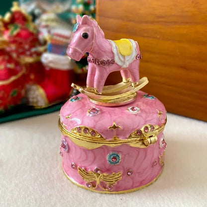 Pink floral heart jewelry trinket box bedroom storage case