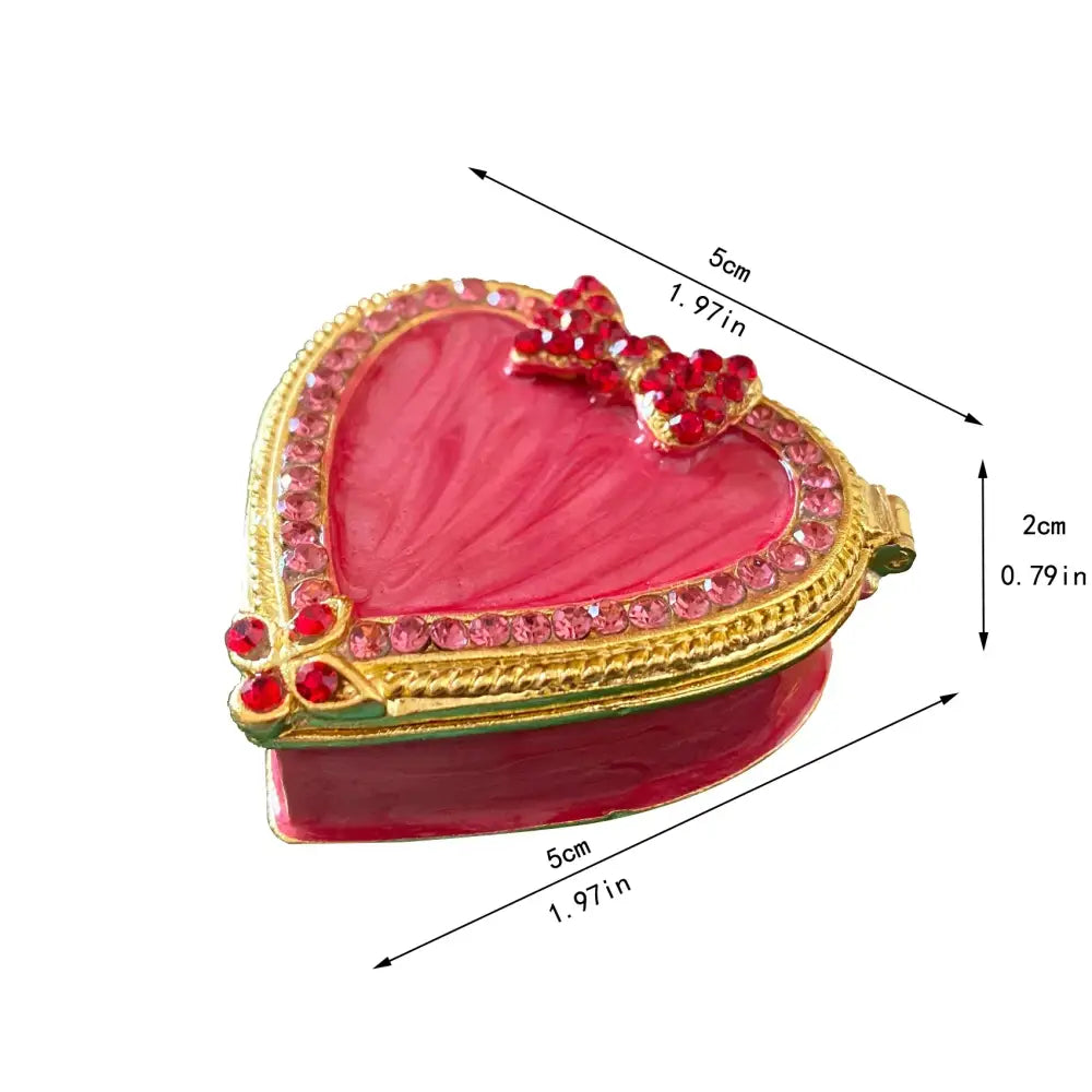 Pink floral heart jewelry trinket box bedroom storage case