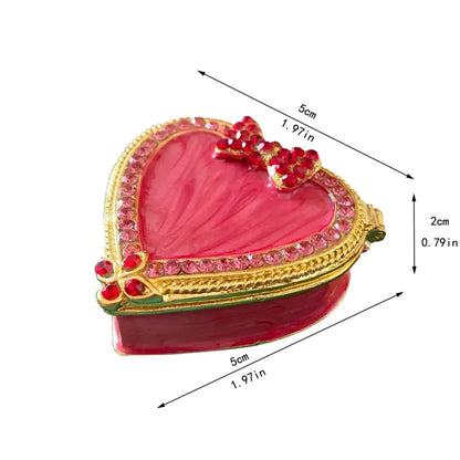 Pink floral heart jewelry trinket box bedroom storage case