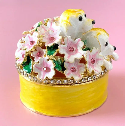 Pink floral heart jewelry trinket box bedroom storage case
