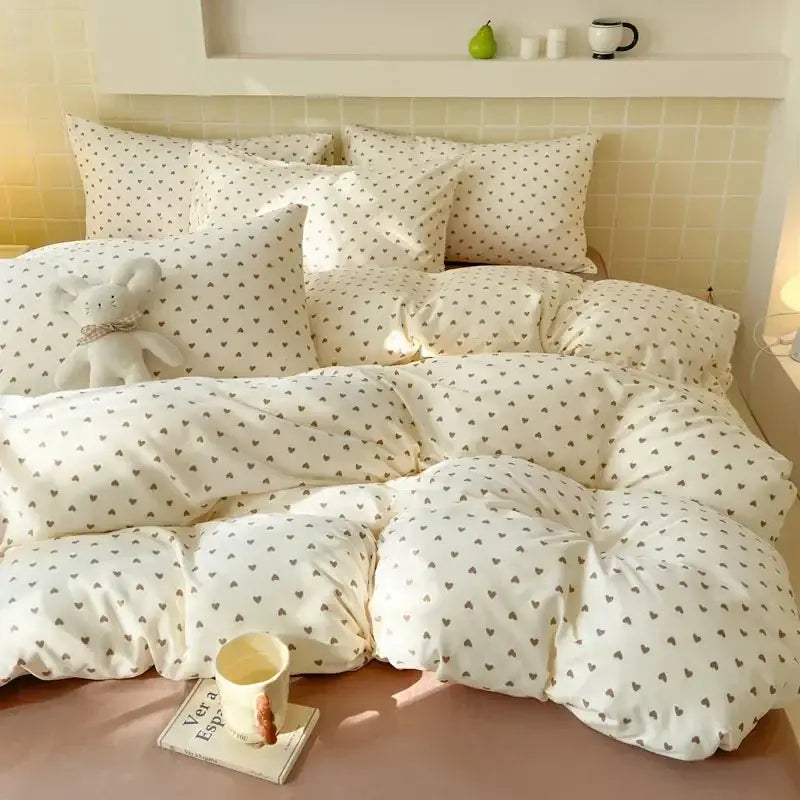 Pink floral jacquard fitted sheet set bedroom soft textured yarn
